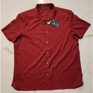 Perry Ellis Travel Luxe Red Short Sleeve Slim Fit Stretch Shirt Men's XL NWT